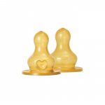 BIBS Rund latex-sut til babyflaske – 2-pak – langsomt flow