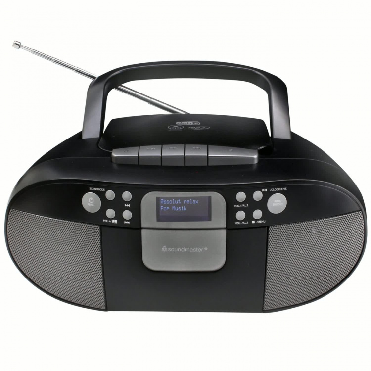 Soundmaster Boombox CD/MP3 DAB+/FM-radio Kassett USB SCD7800SW Svart/Grå