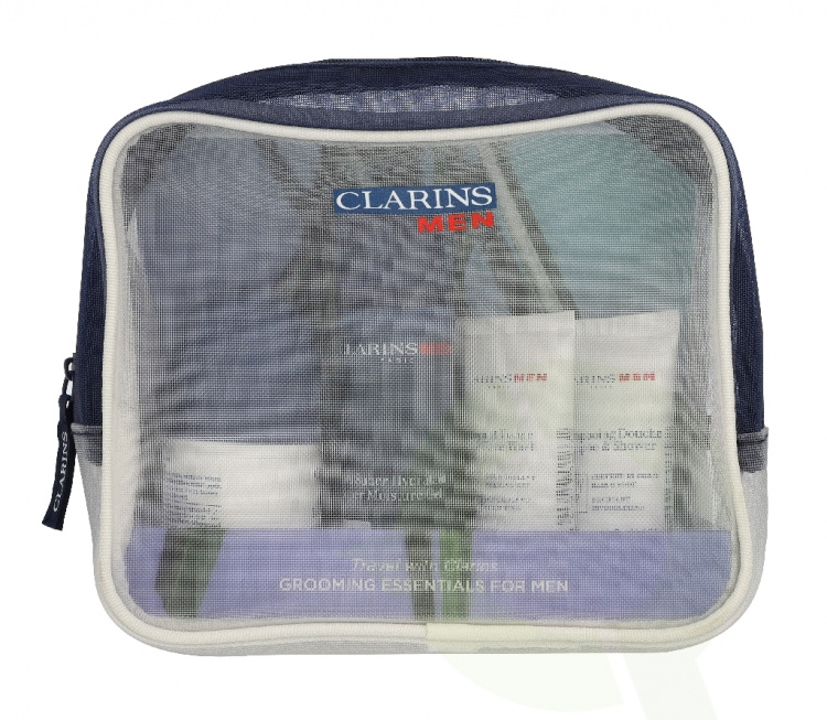 Clarins Men Grooming Essentials Travel Set 163 ml Shampoo & Shower 30ml/Face Wash 30ml/Gel 50ml/Antitranspirant Roll On 50ml/Eye Gel 3ml