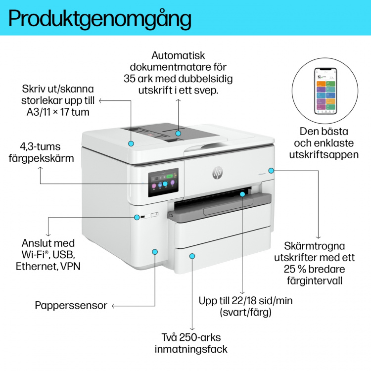 HP Bläckstråleskrivare Officejet Pro 9730E HP