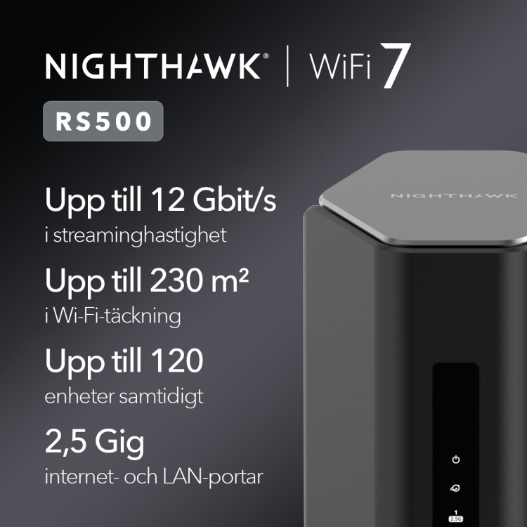 Netgear Nighthawk WiFi 7 Router RS500, 12Gbps Netgear