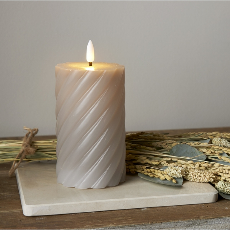 Star Trading Blockljus Flamme Swirl 064-26 grå Star Trading