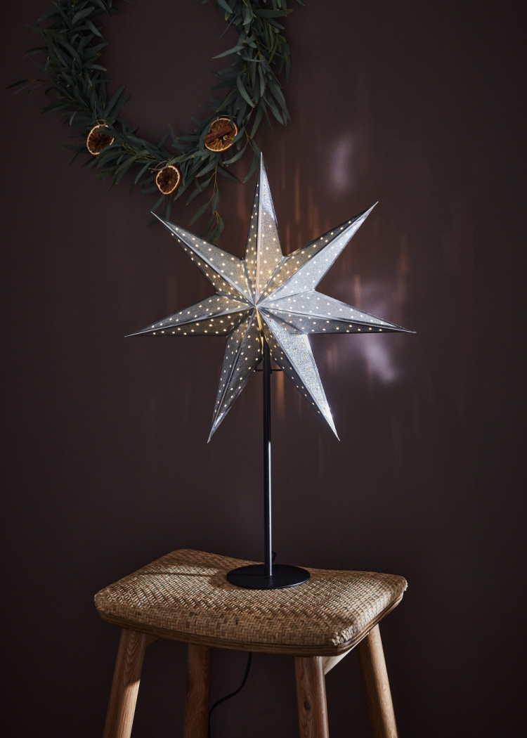 Markslöjd Bordsstjärna GLITTER 45 cm svart/silver Markslöjd
