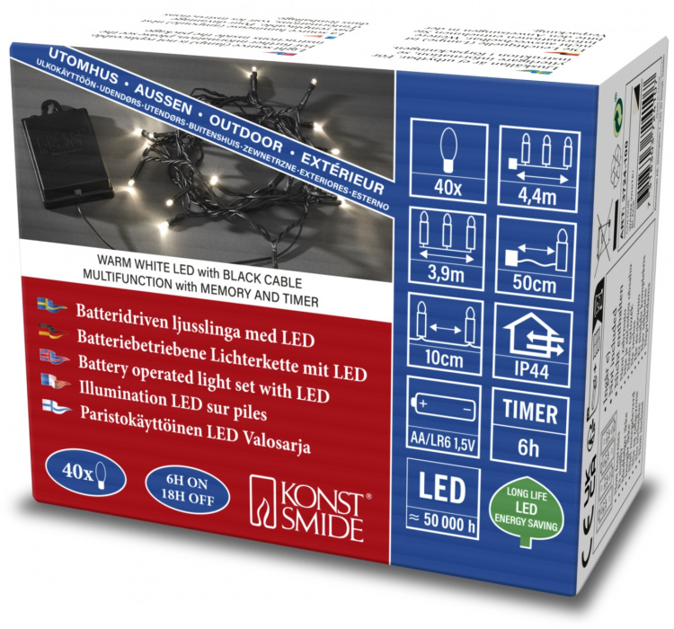 Konstsmide Ljusslinga 40 varmvita 3724-100 LED Konstsmide
